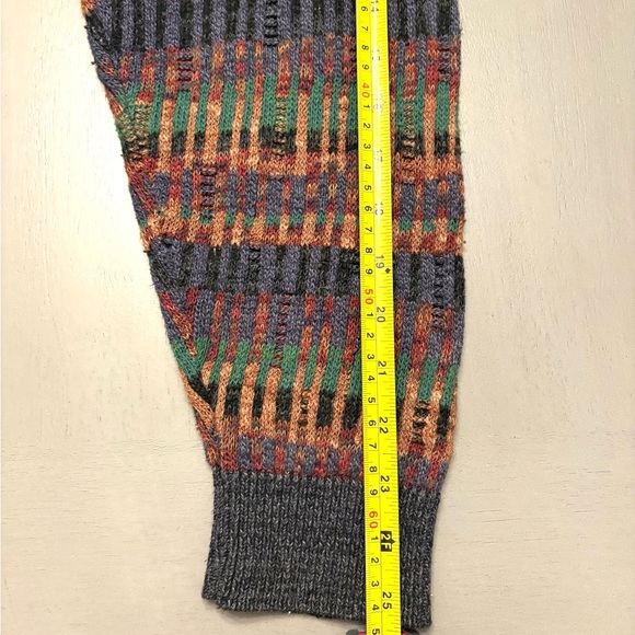 Vintage TSR Grandpa Sweater Eclectic Brown Green Collared Geometric Knit USA 80s - Picture 11 of 12
